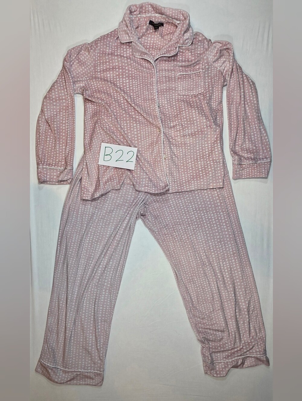Donna Karan Pink Polka Dot Two-Piece Pajama Set
